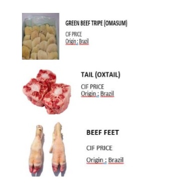 Os et pieds de Viande de Boeuf, production Brésil, destination Chine