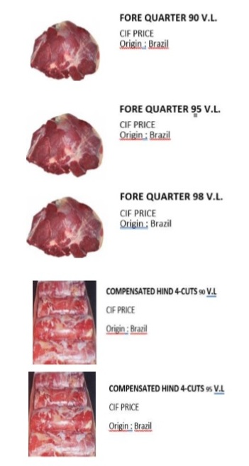 Morceaux de viande bovine dans emballage CE 