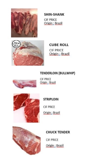Morceaux de viande bovine dans emballage sous-vide CE 