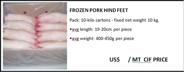 Abats de porc conditionnés, emballage sous-vide