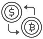 Dessin stylisé représentant un échange de BTC contre des USDT