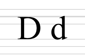 Lettre majuscule D et lettre minuscule d sur papier écolier