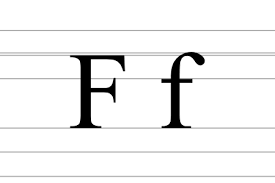 Lettre majuscule F et lettre minuscule f sur papier écolier
